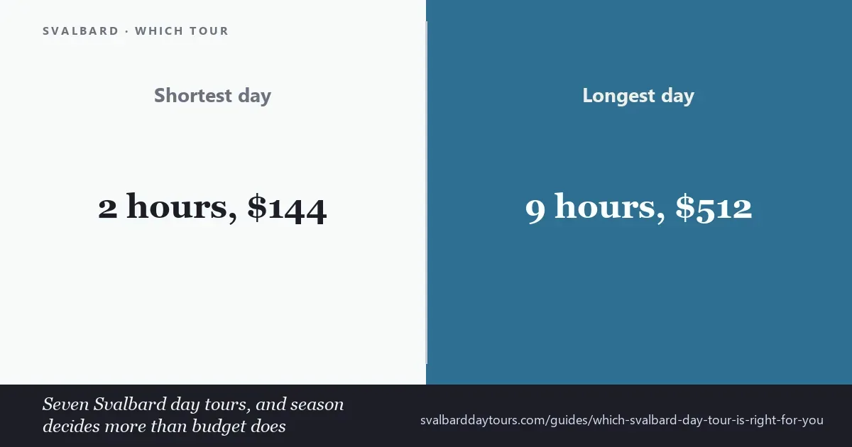 Svalbard day tours compared: seven options from $133 to $512